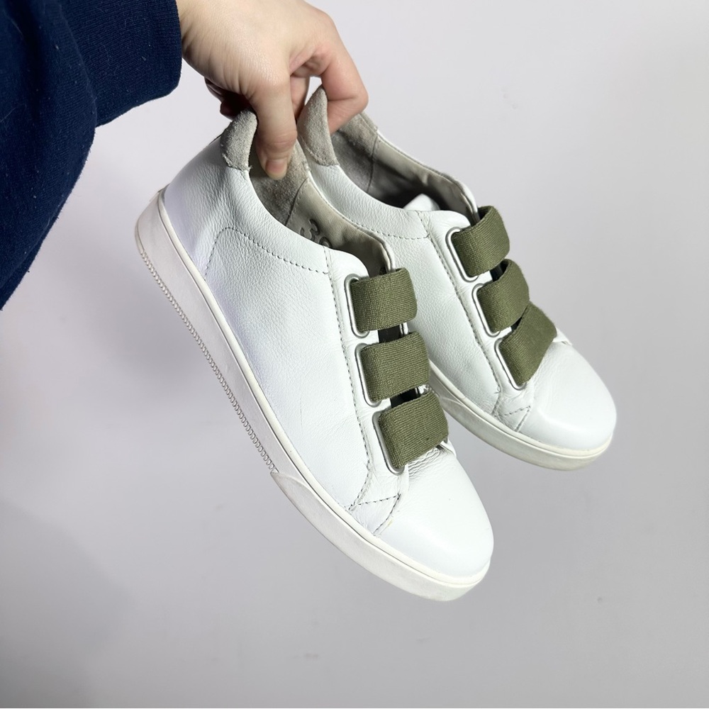 Blackstone White Lizard Elastic Laceless Slip On Leather Sneaker Shoes